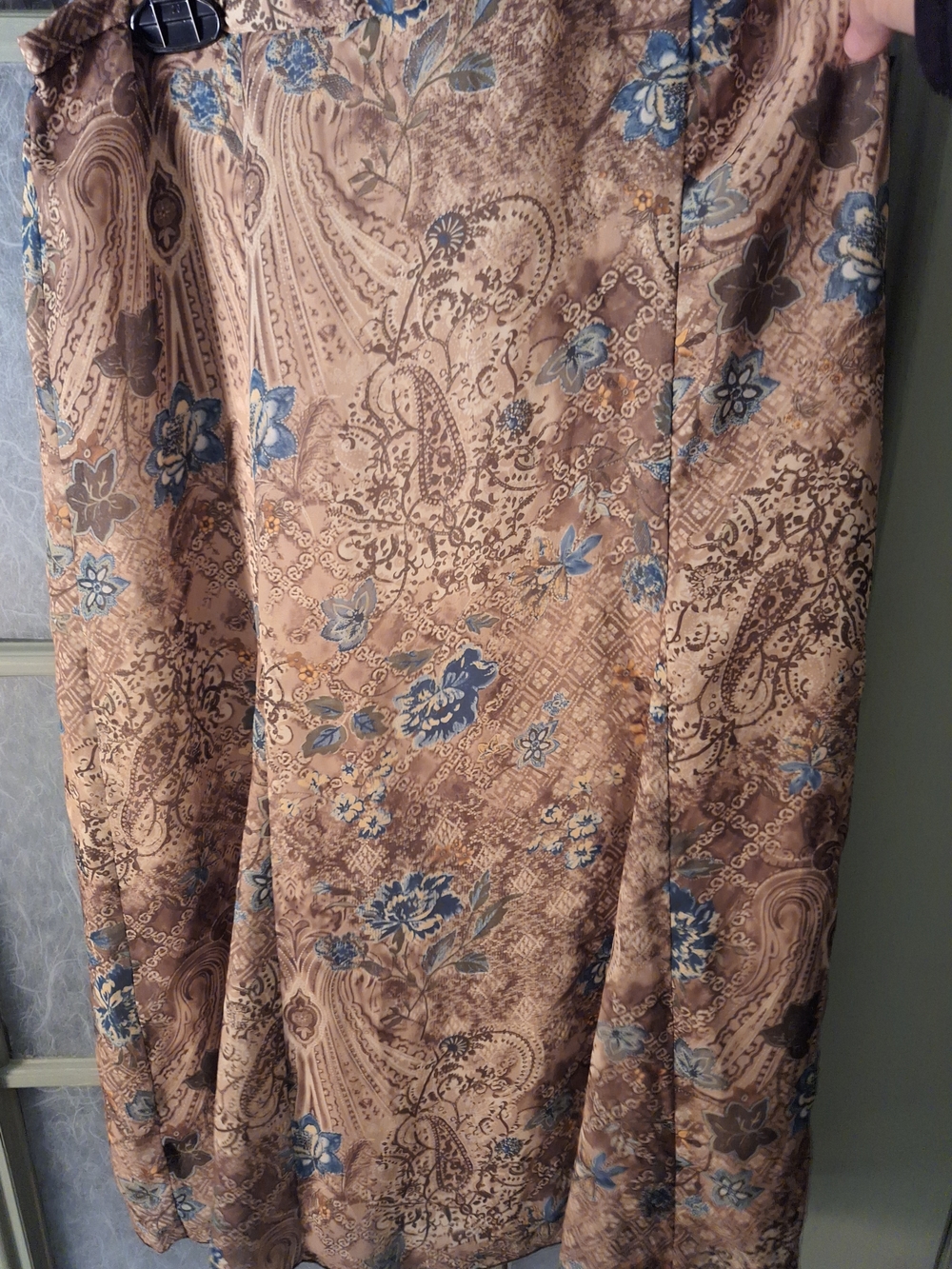 Dressbarn Brown and Blue Paisley Maxi Skirt Lrg